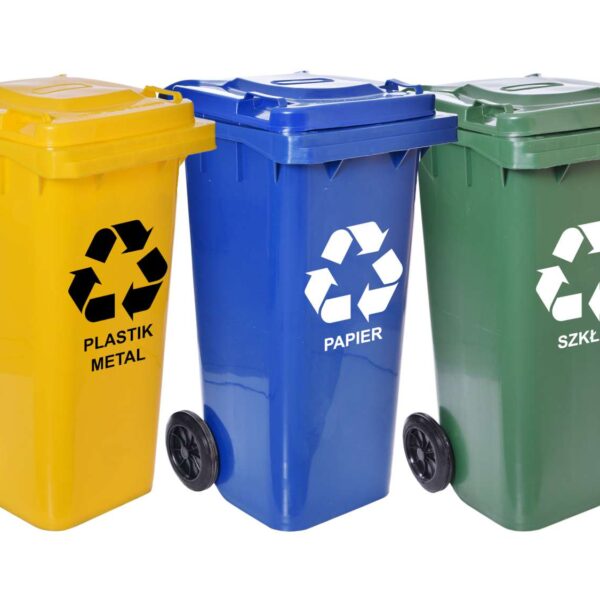 Komplet pojemników na odpady śmietnik 120l zielony niebieski żółty
