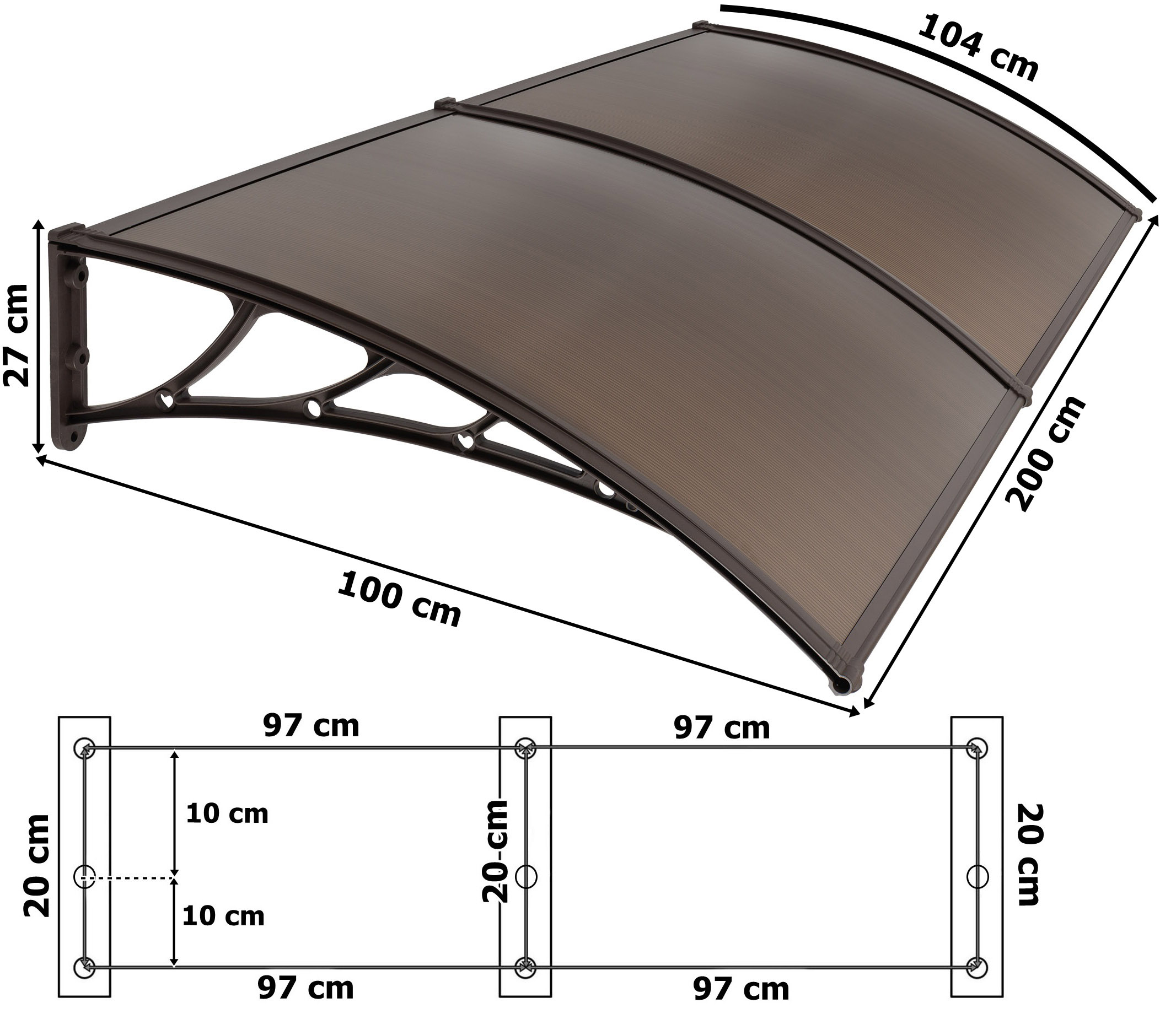 Daszek nad drzwi MAKO DUO 100x200cm brązowy - obrazek 4