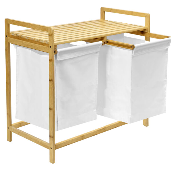 Kosz na pranie lub zabawki bambusowy HANOI 2 przegrody