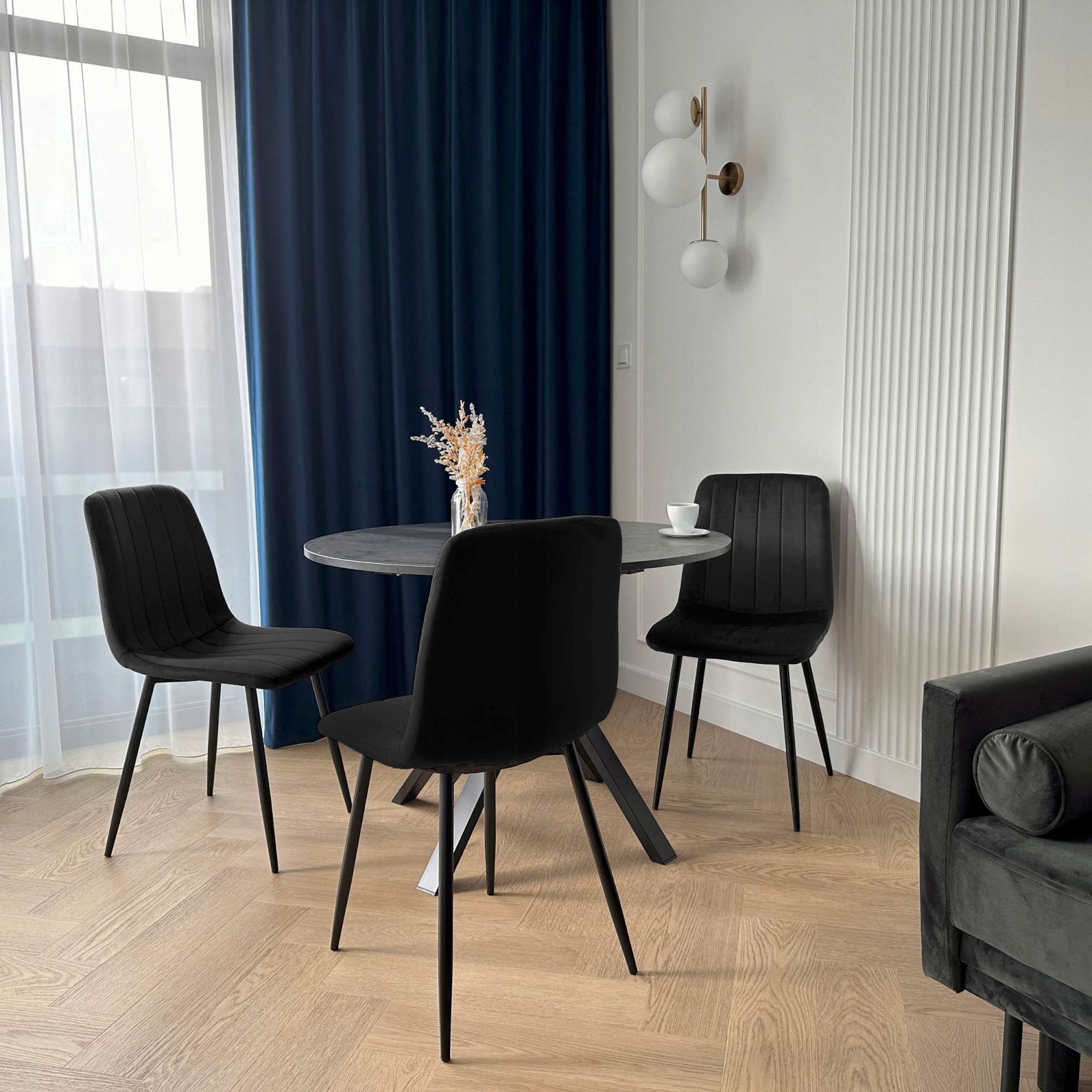 Krzesło FRESNO VELVET tapicerowane czarny aksamit - obrazek 3