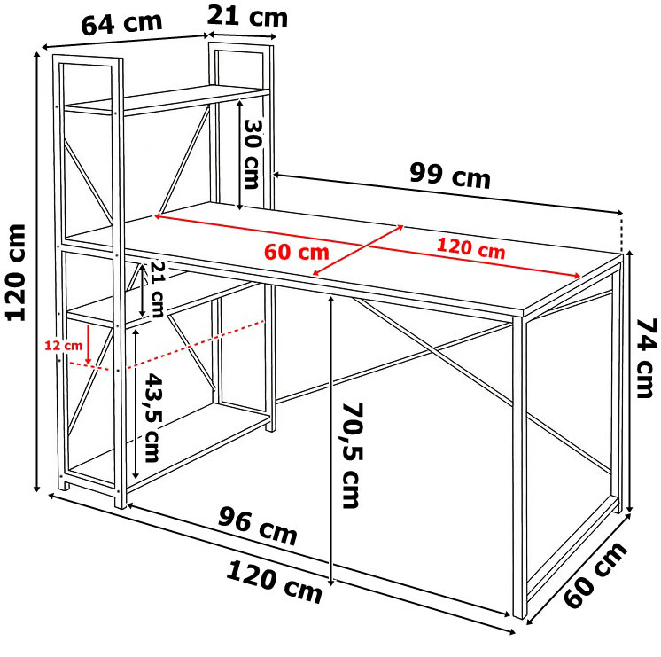 Biurko industrialne loft Trosa Rustic postarzany dąb - obrazek 3
