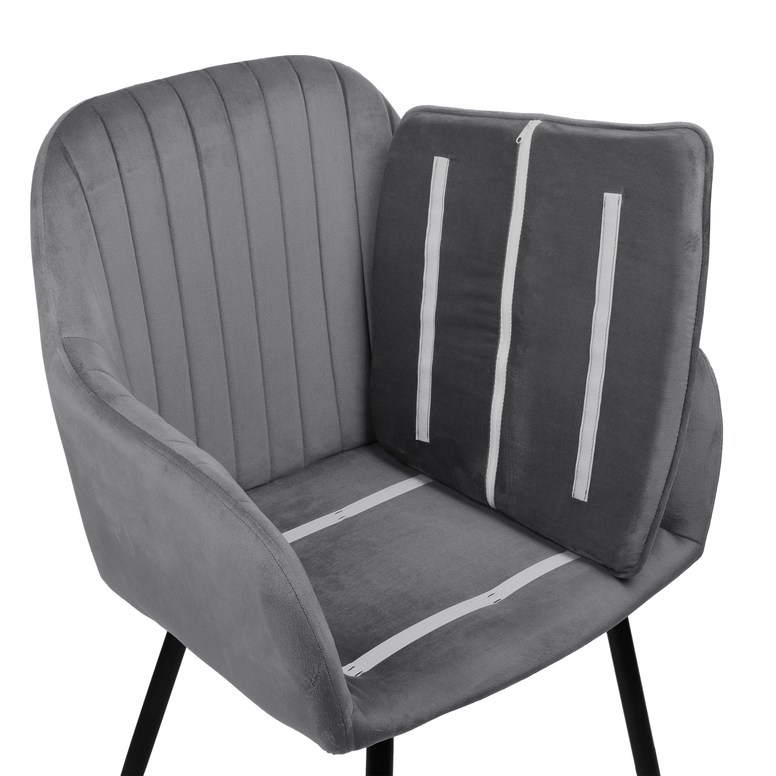 Krzesło welurowe SEVILLA VELVET grafitowe - obrazek 9