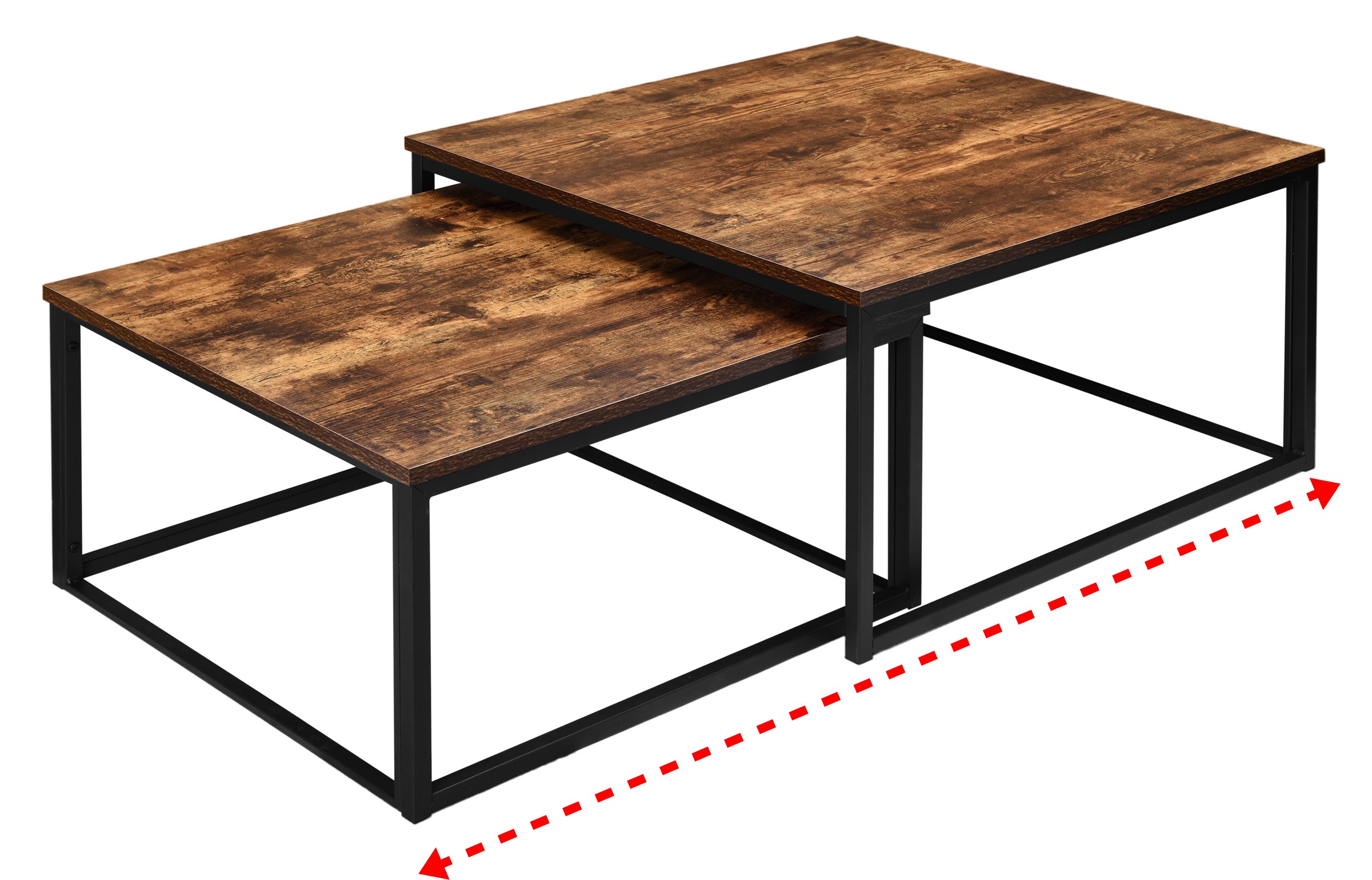 Stoliki kawowe loft Velen Rustic postarzany dąb - obrazek 6