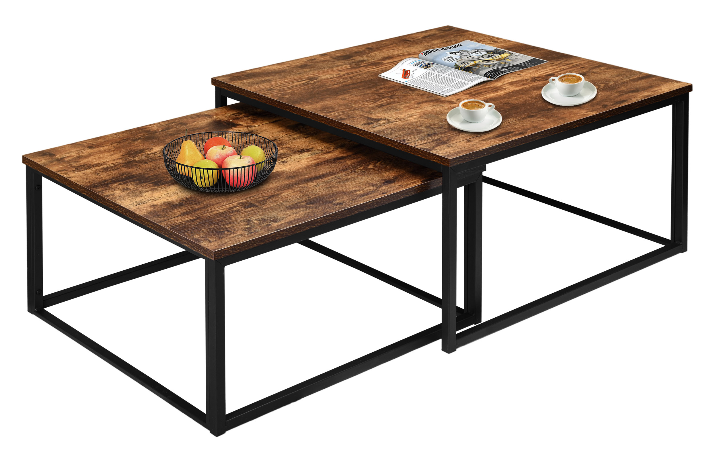 Stoliki kawowe loft Velen Rustic postarzany dąb - obrazek 7