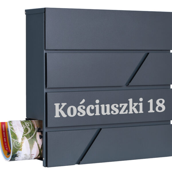 Skrzynka pocztowa na listy Tove antracyt z napisami