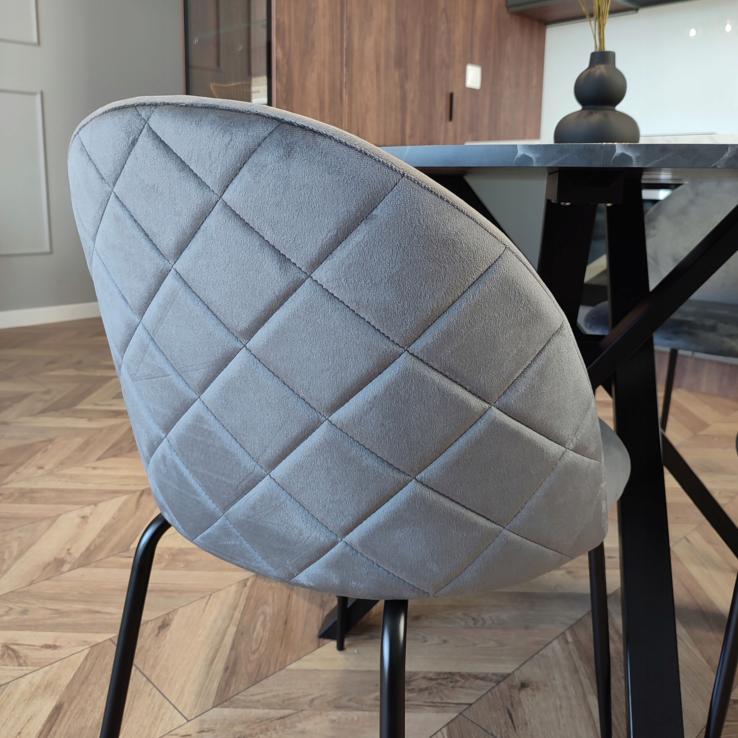 Krzesło welurowe Fargo Velvet grafitowe - obrazek 4