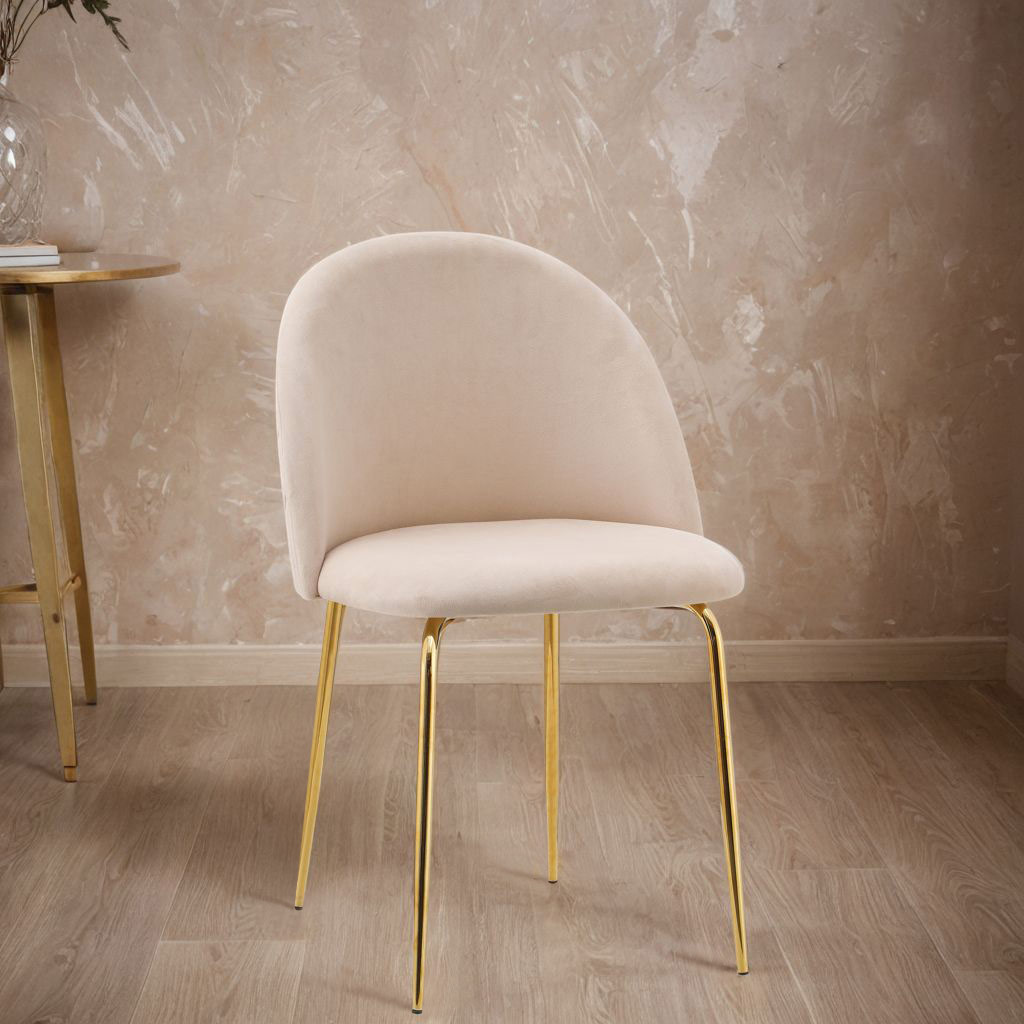 Krzesło welurowe Fargo Gold Velvet beżowe - obrazek 4