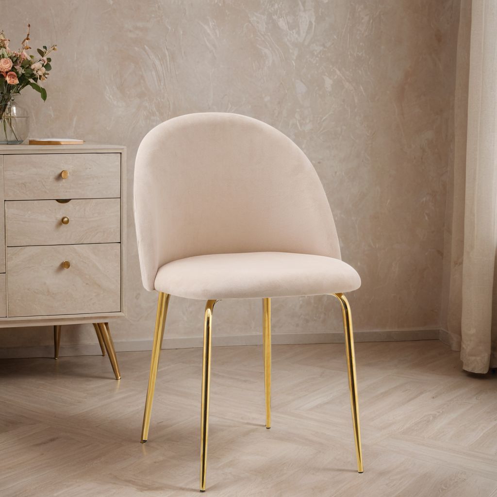 Krzesło welurowe Fargo Gold Velvet beżowe - obrazek 3