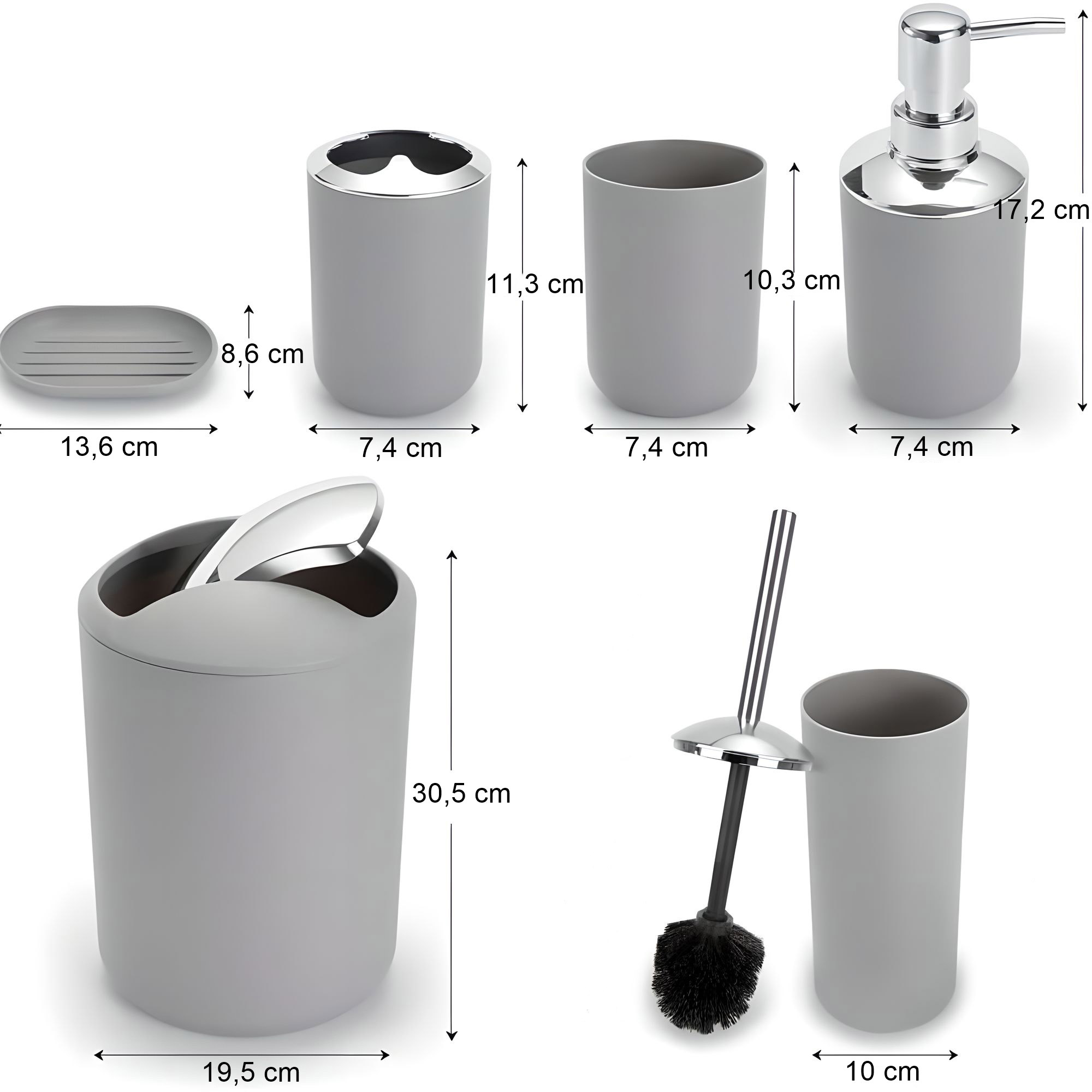 Zestaw łazienkowy FLORES 6 elementów szary - obrazek 10