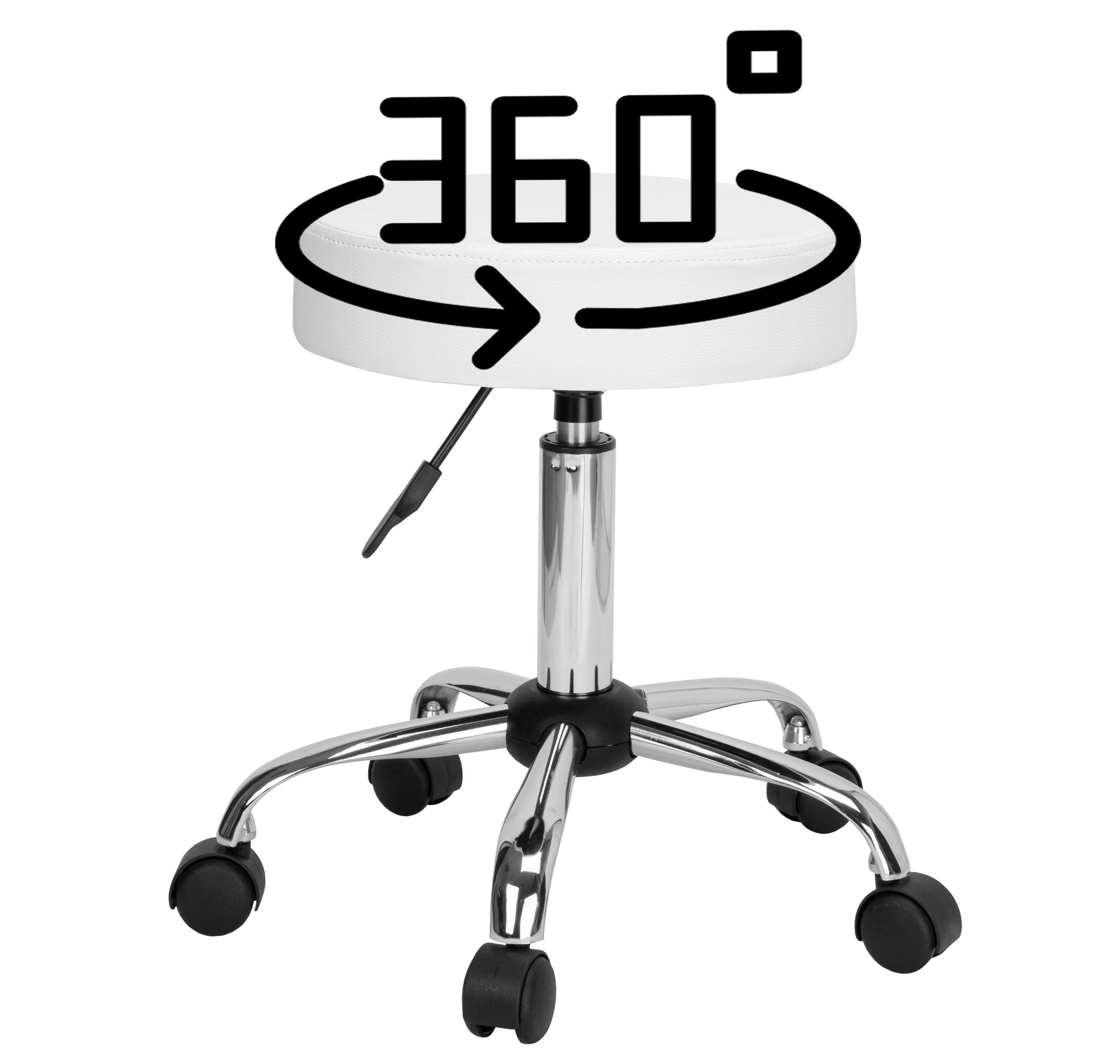 Taboret fryzjerski kosmetyczny TULSA biały - obrazek 6