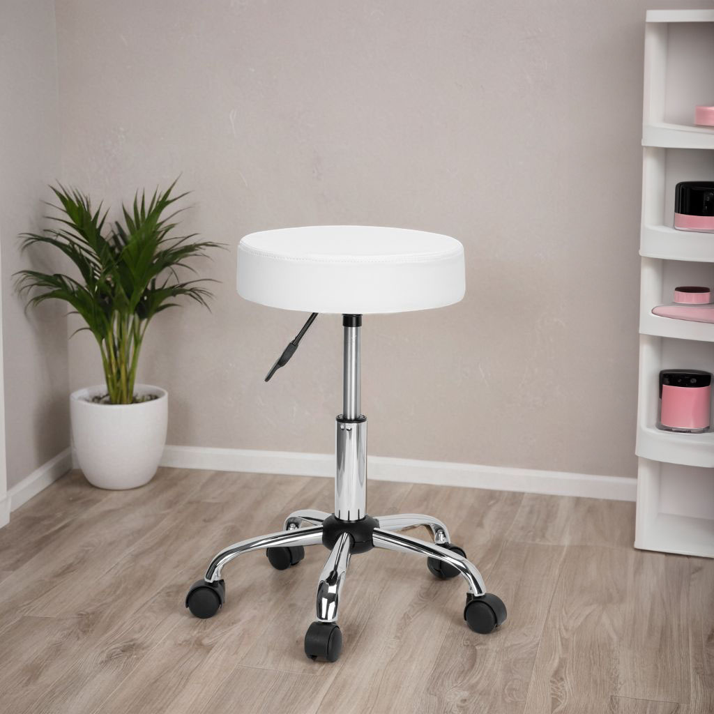 Taboret fryzjerski kosmetyczny TULSA biały - obrazek 3