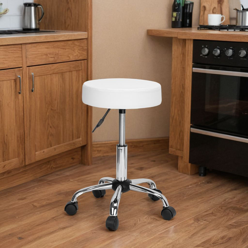 Taboret fryzjerski kosmetyczny TULSA biały - obrazek 4