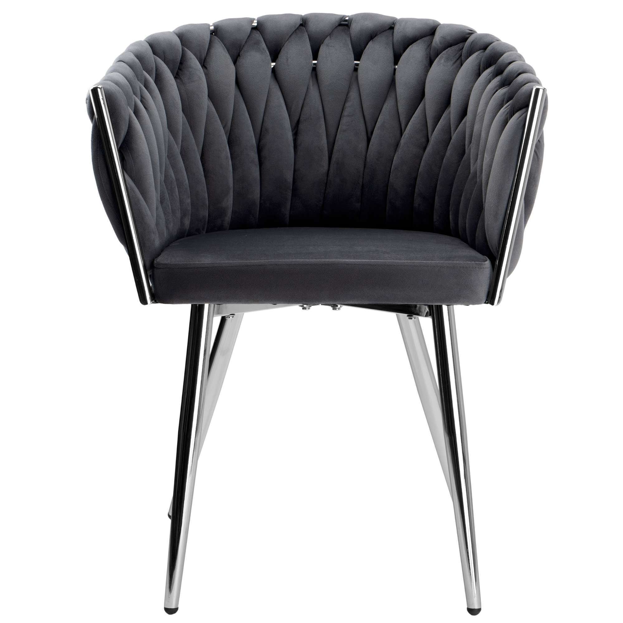 Krzesło welurowe plecione COFTON chrom VELVET grafitowy - obrazek 5