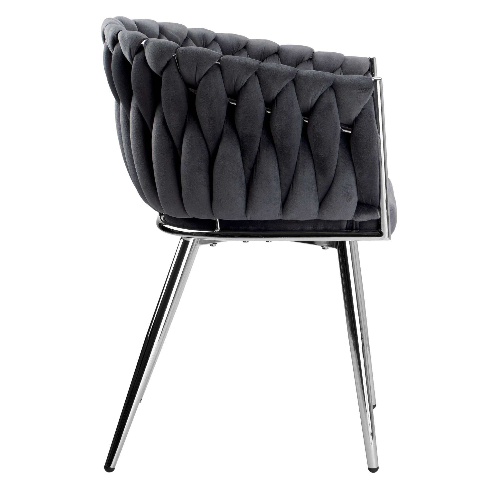 Krzesło welurowe plecione COFTON chrom VELVET grafitowy - obrazek 6