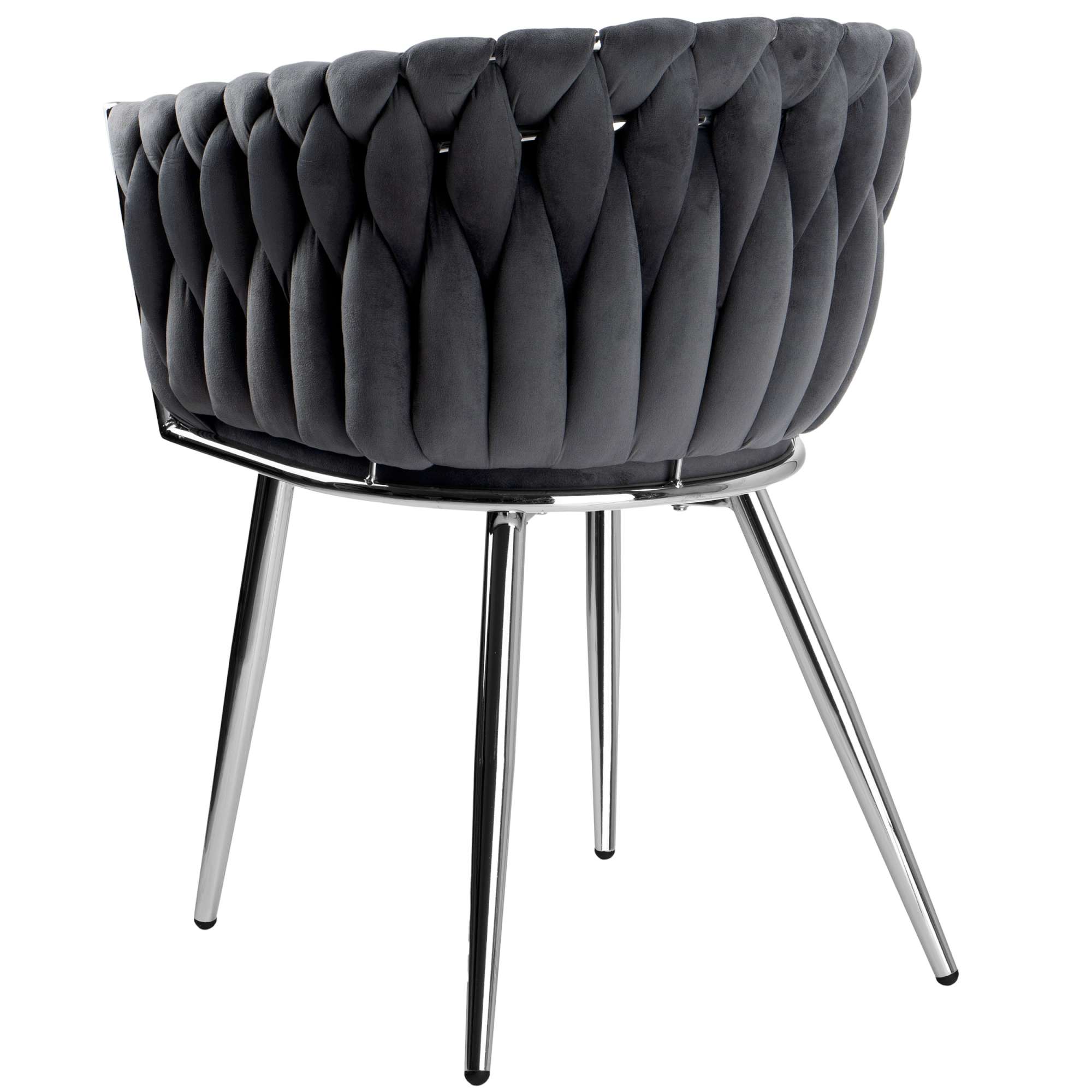 Krzesło welurowe plecione COFTON chrom VELVET grafitowy - obrazek 7