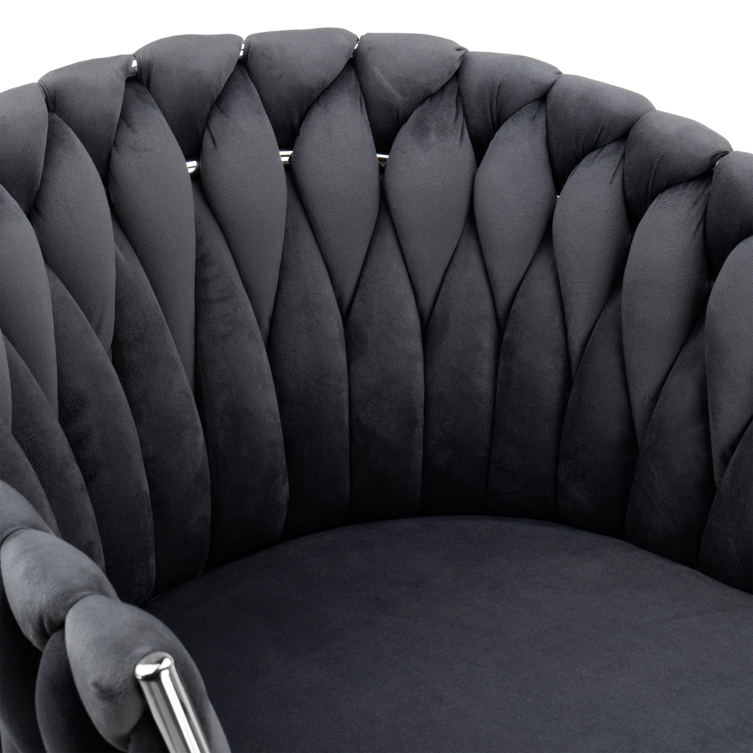 Krzesło welurowe plecione COFTON chrom VELVET grafitowy - obrazek 8