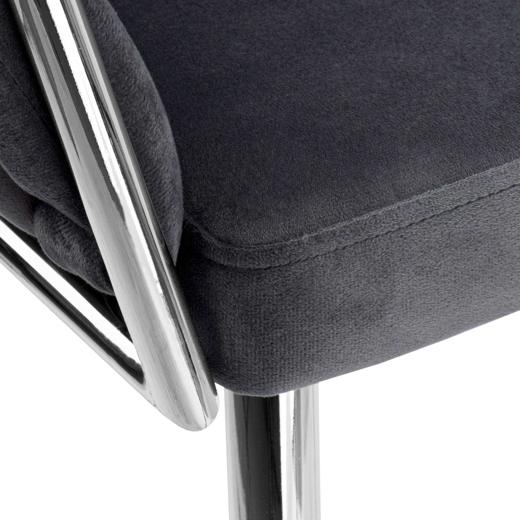 Krzesło welurowe plecione COFTON chrom VELVET grafitowy - obrazek 9