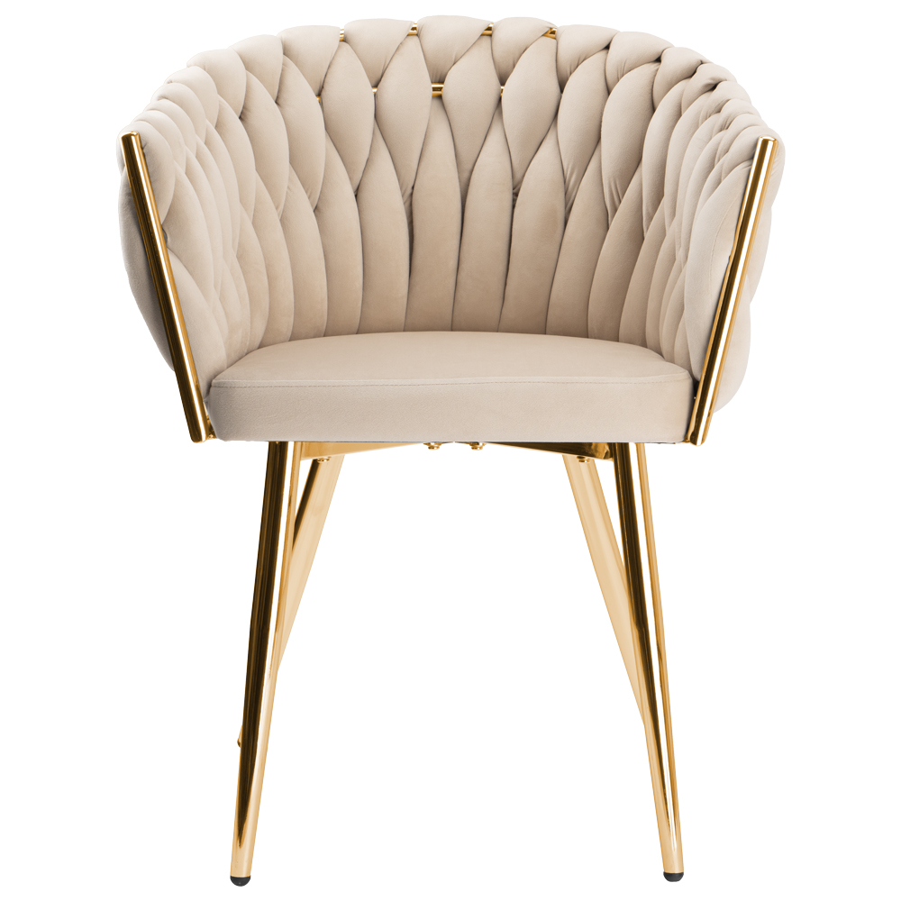 Krzesło welurowe plecione COFTON gold VELVET beżowy - obrazek 8