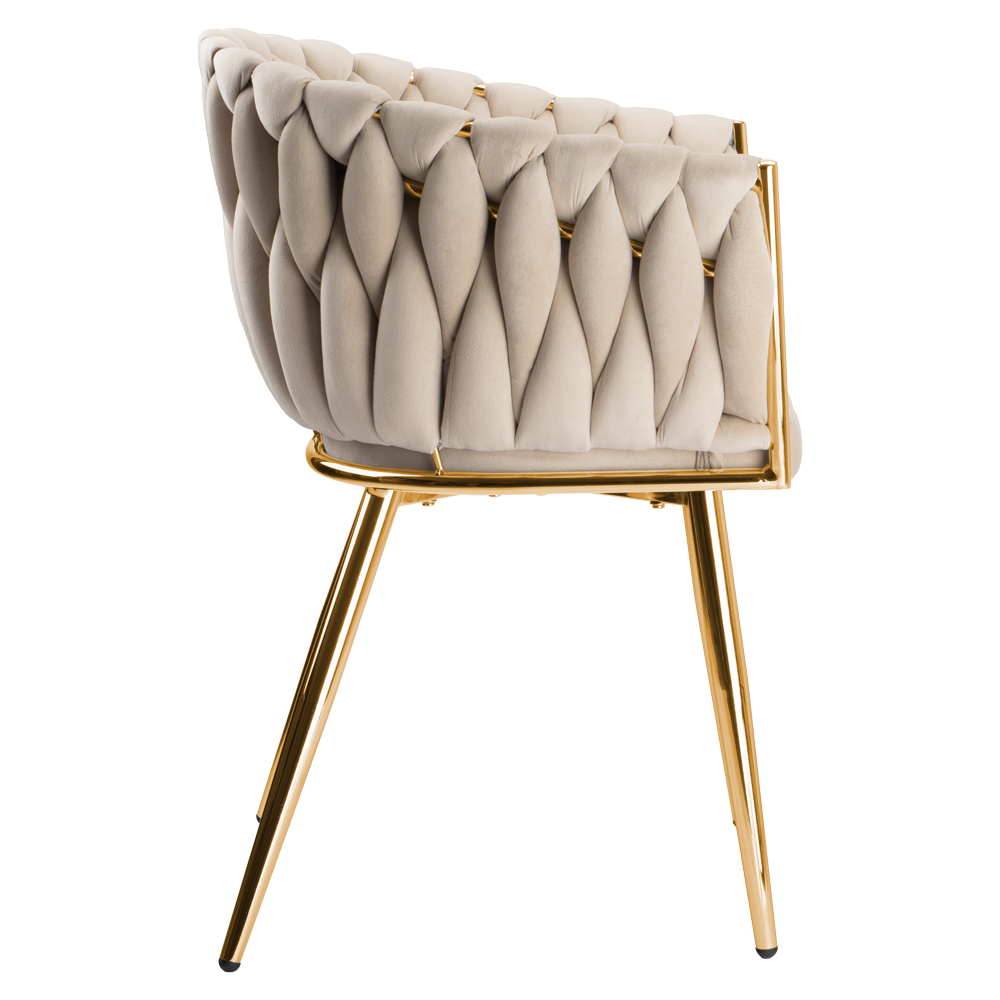 Krzesło welurowe plecione COFTON gold VELVET beżowy - obrazek 9