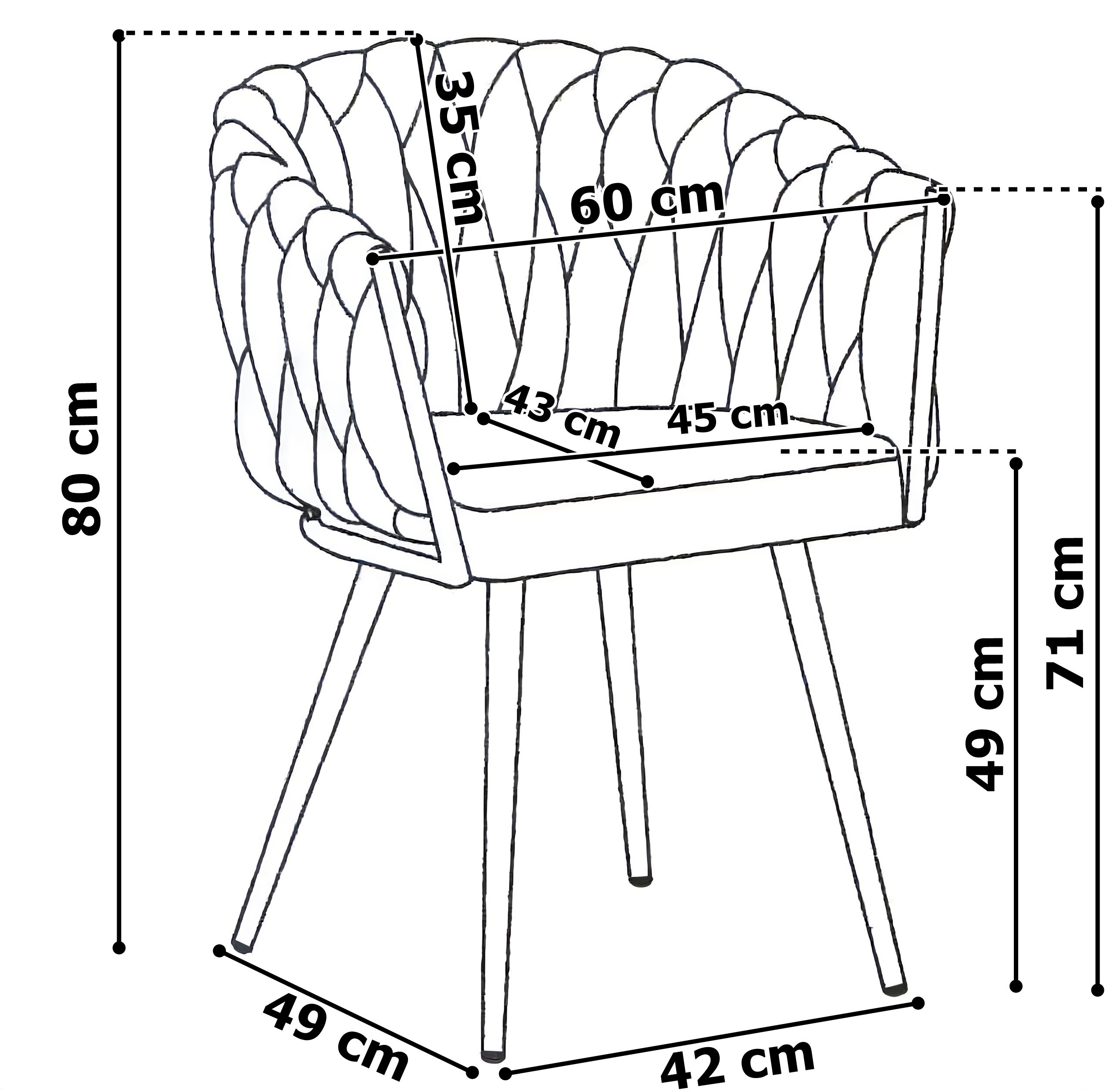 Krzesło welurowe plecione COFTON Gold VELVET Czarny - obrazek 3
