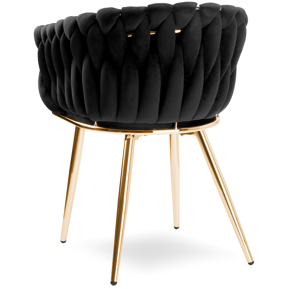 Krzesło welurowe plecione COFTON Gold VELVET Czarny - obrazek 6