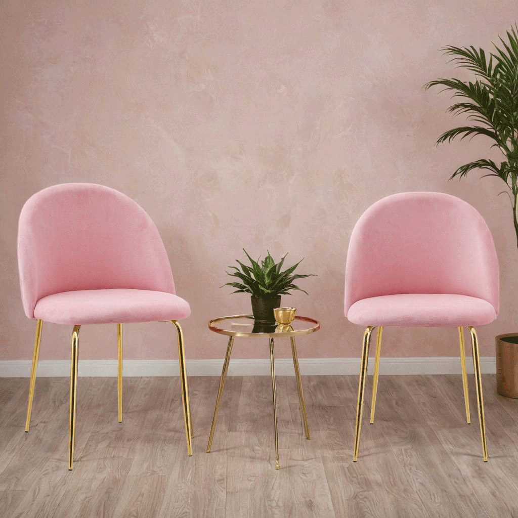 Krzesło welurowe Fargo Gold Velvet różowe - obrazek 4