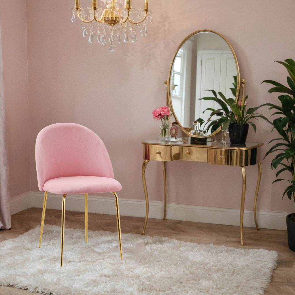 Krzesło welurowe Fargo Gold Velvet różowe - obrazek 5