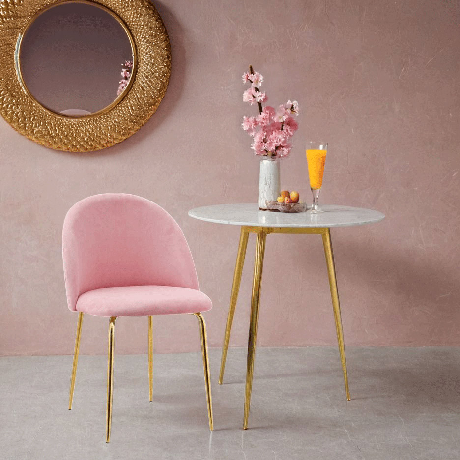 Krzesło welurowe Fargo Gold Velvet różowe - obrazek 3