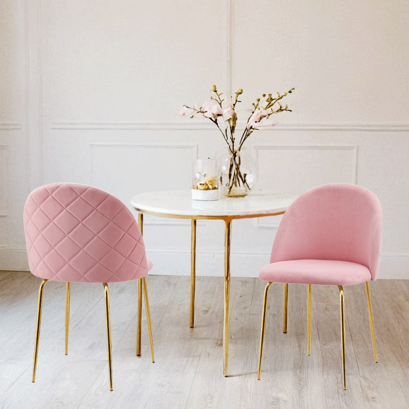 Krzesło welurowe Fargo Gold Velvet różowe - obrazek 2
