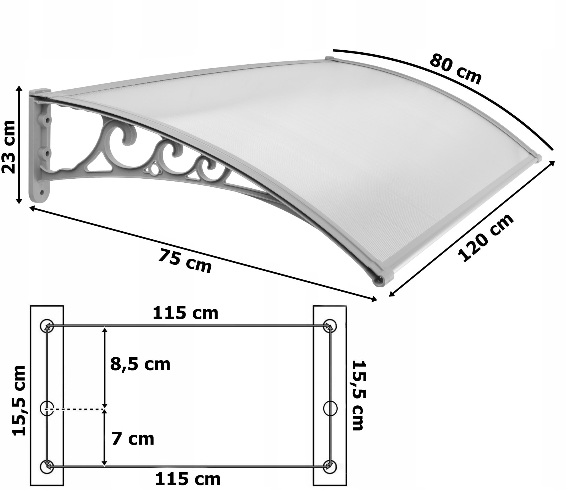 Daszek nad drzwi Sano 80x120cm szary - obrazek 5