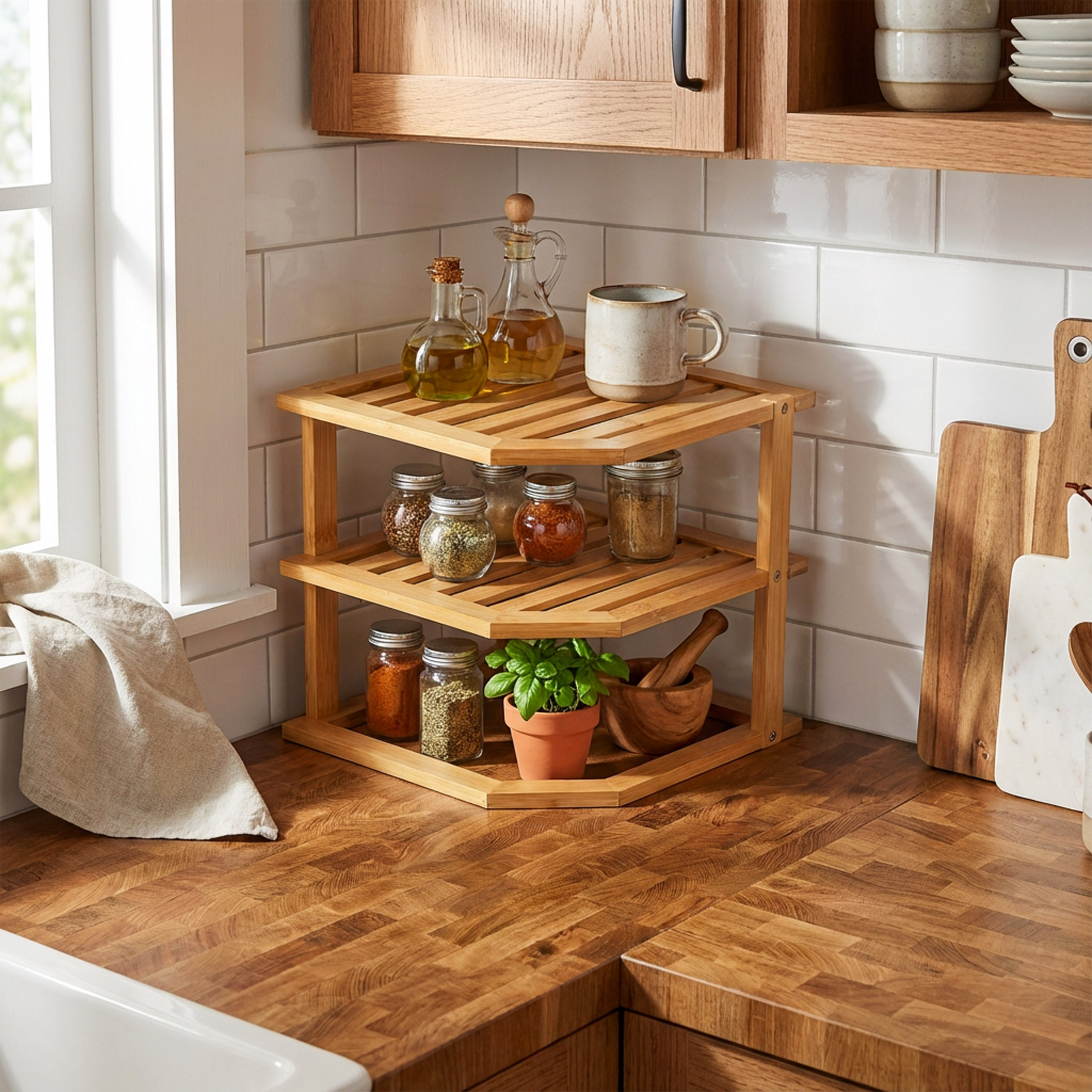 Półka kuchenna narożna bambusowa DEDAL - obrazek 7