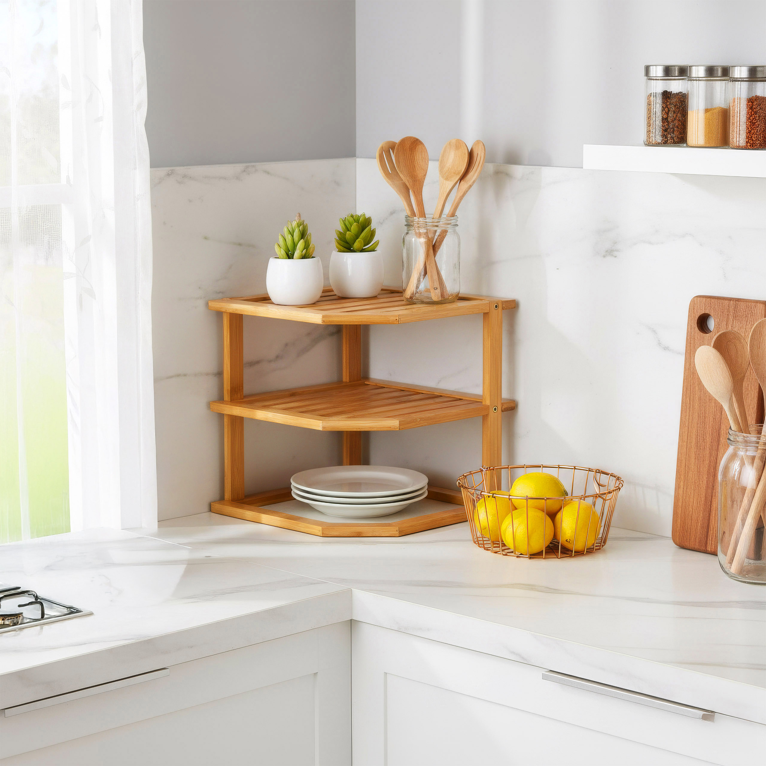 Półka kuchenna narożna bambusowa DEDAL - obrazek 8
