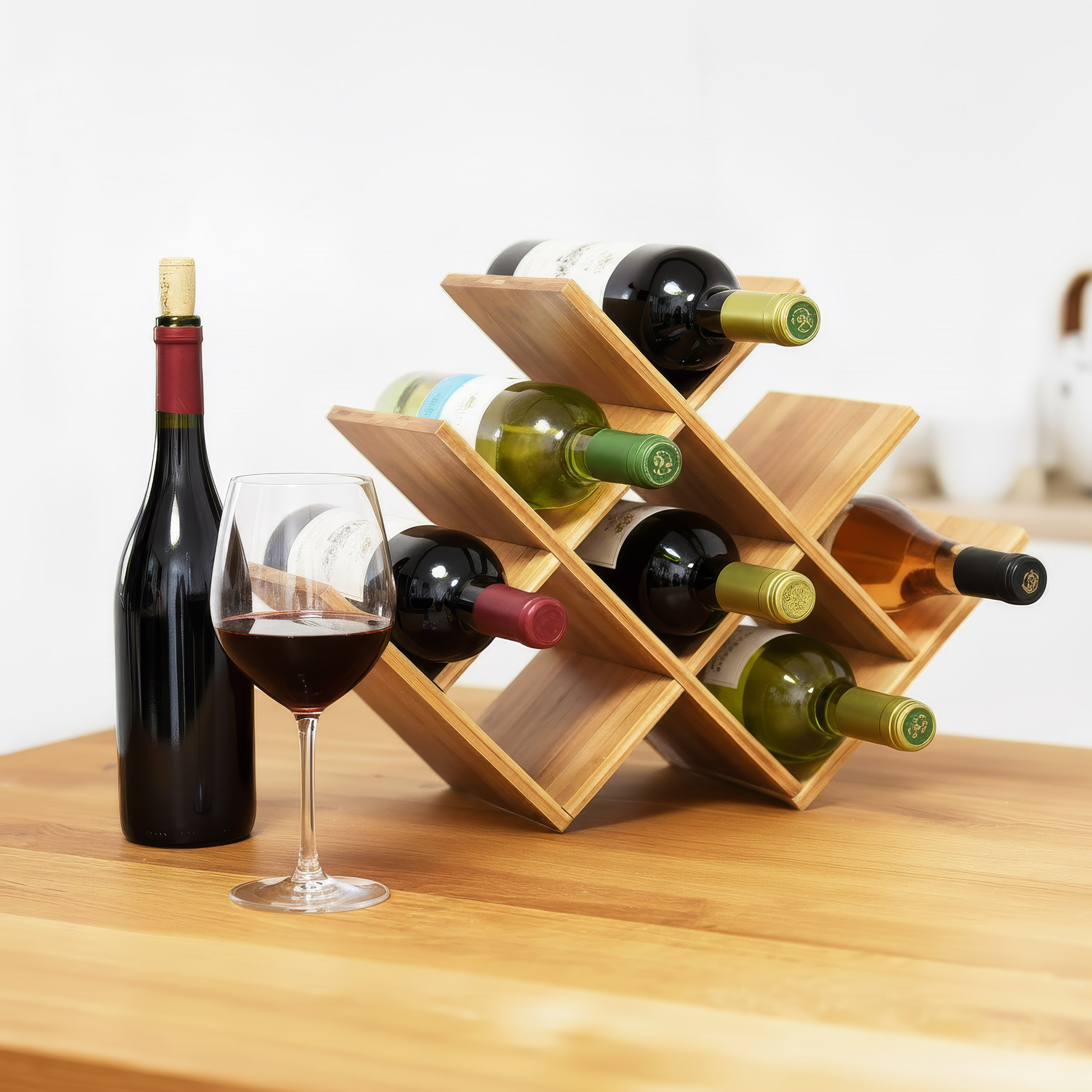 Bambusowy stojak na wino SOLARIS naturalny - obrazek 3