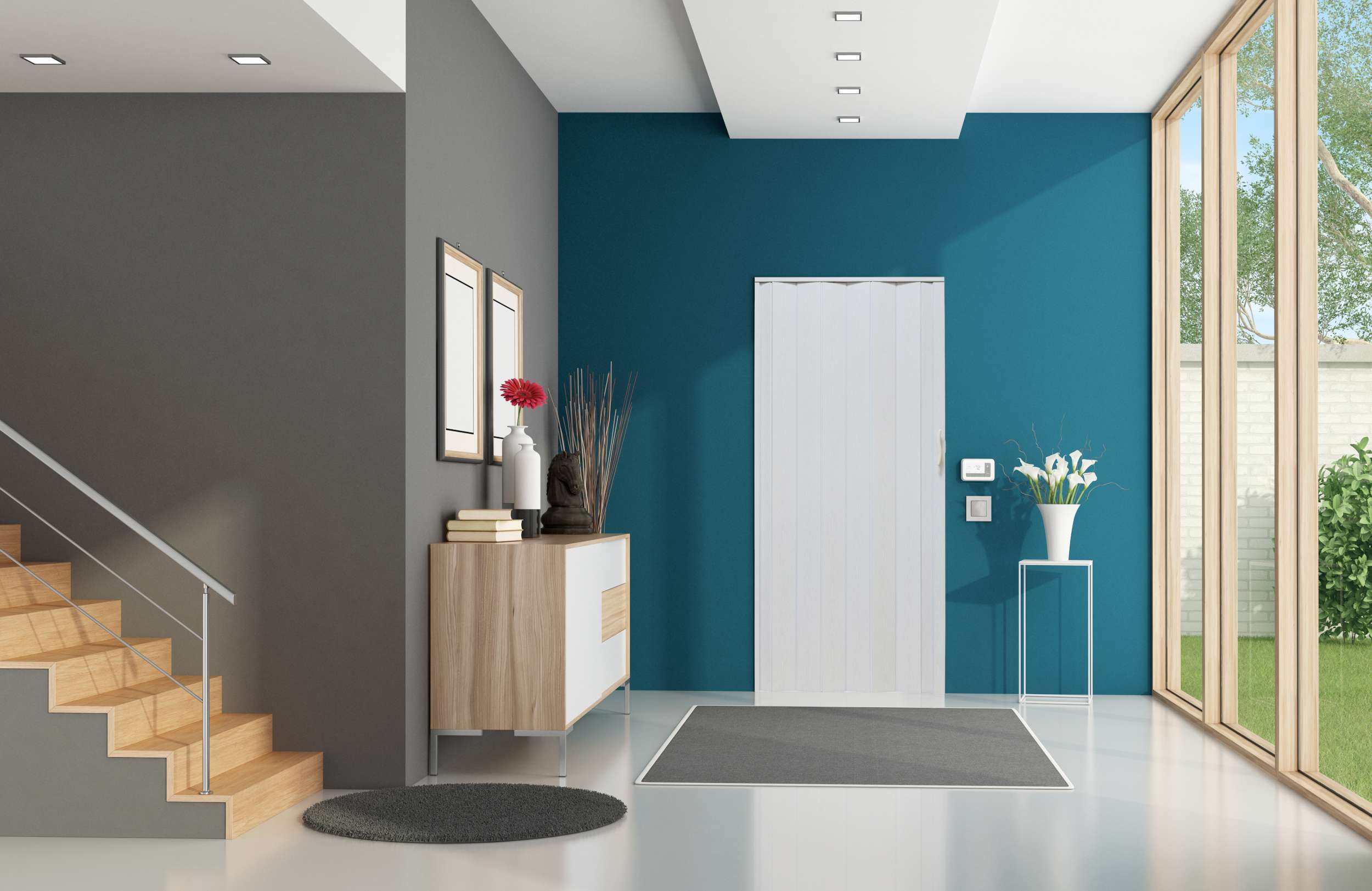 Drzwi harmonijkowe 001P BIAŁY DĄB MAT - 90 cm - obrazek 4