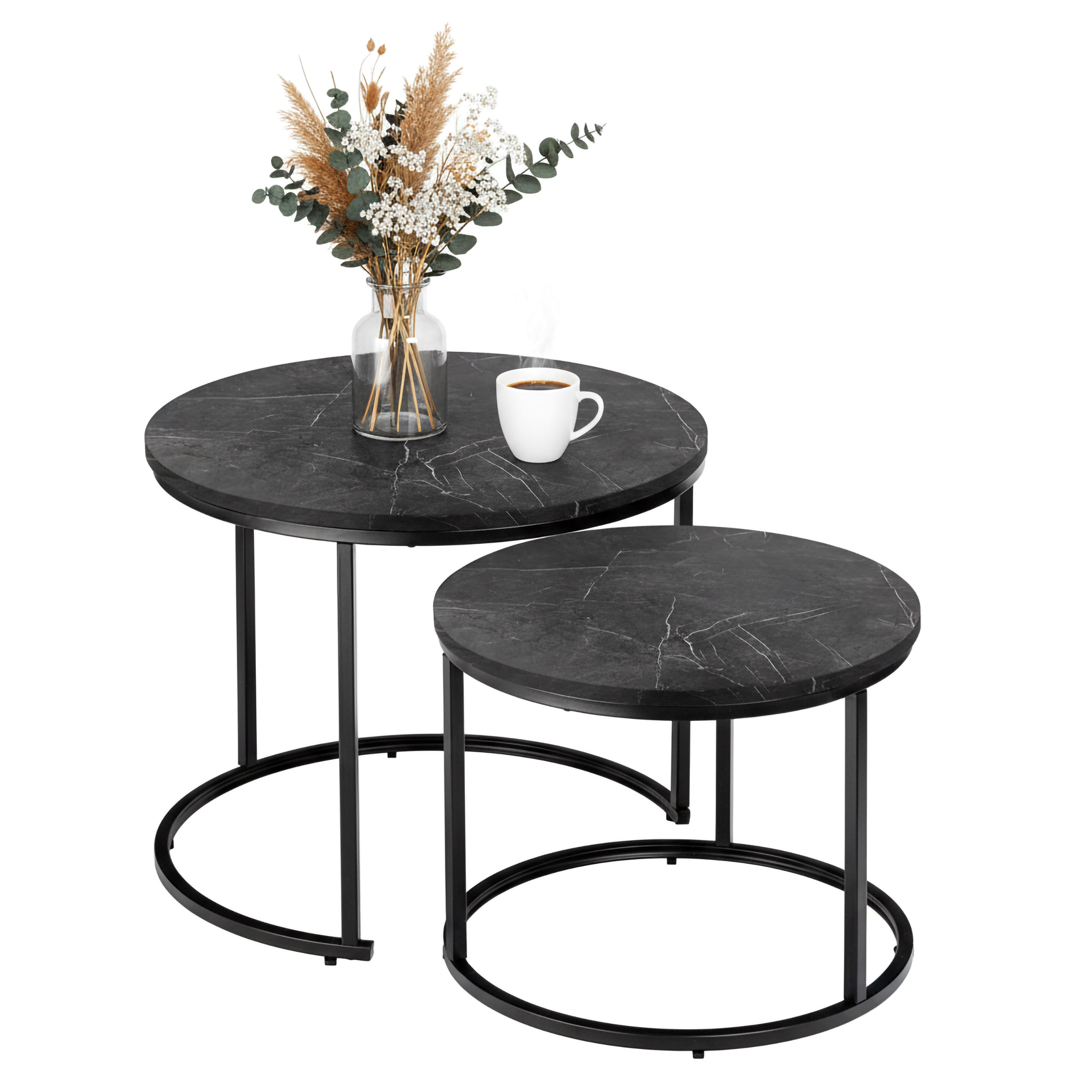 Zestaw dwóch stolików loft Galen Small Grafitowy Marmur - obrazek 5