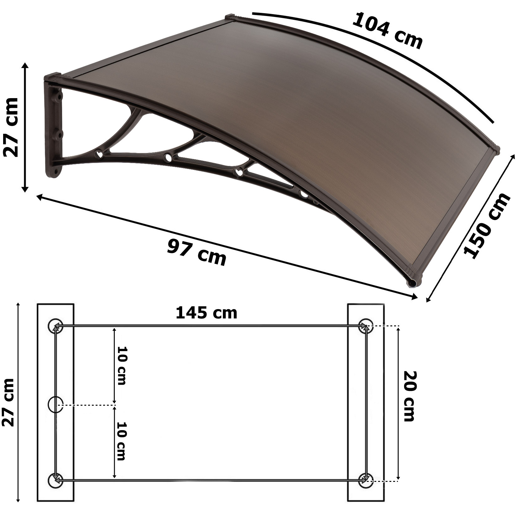 Daszek nad drzwi Miro 100x150cm brązowy - obrazek 5