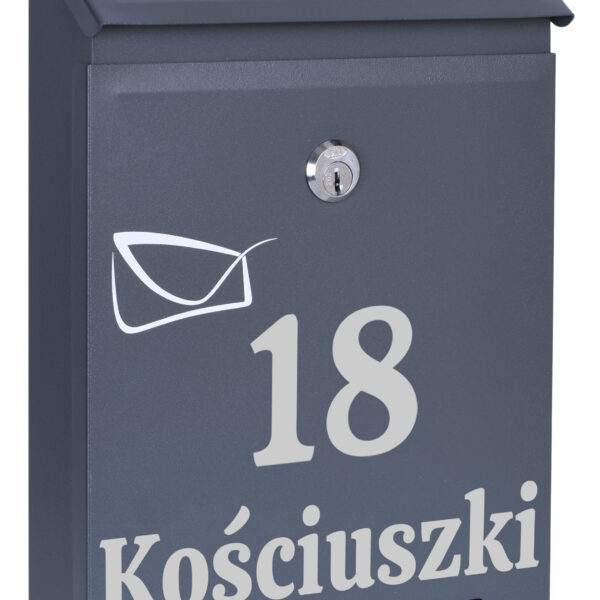 Skrzynka pocztowa na listy Odvin antracyt z napisami