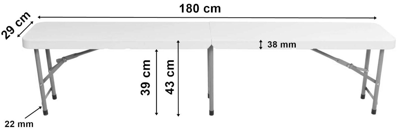 Ławka cateringowa składana 180 cm biała - obrazek 4