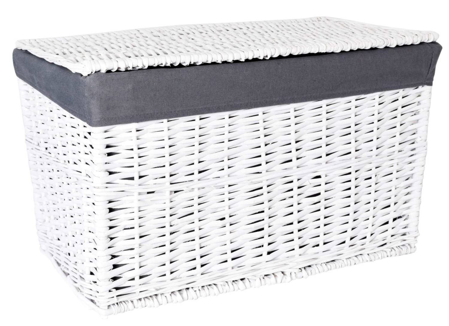 Kufer wiklinowy 76x46x46 cm - 160L - biało-szary - obrazek 2