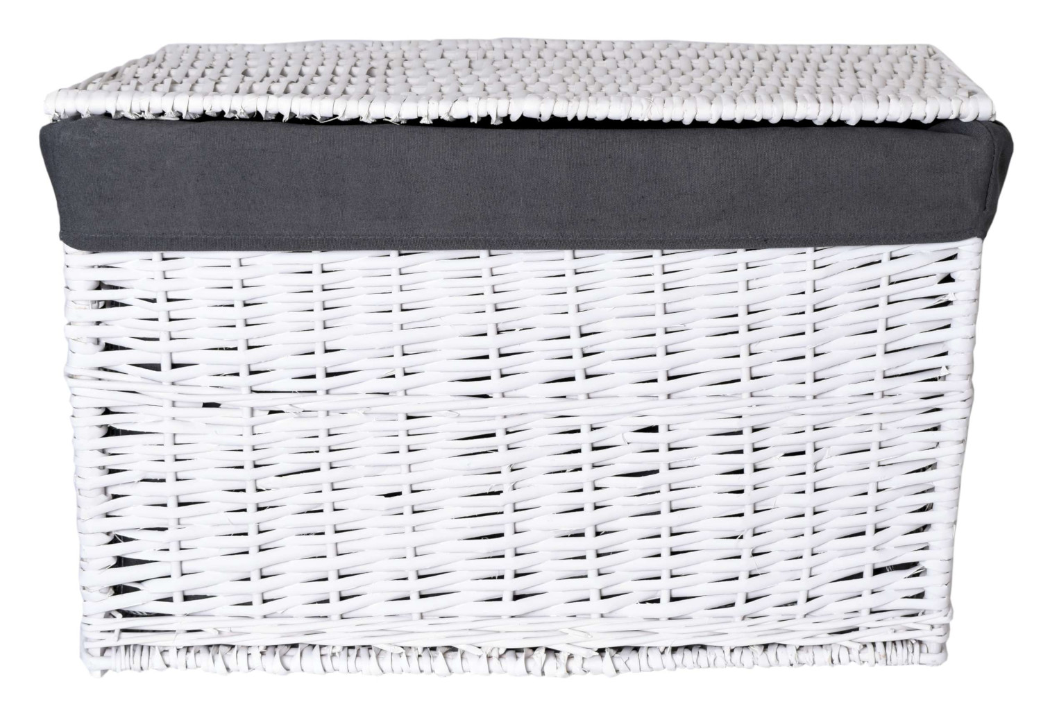 Kufer wiklinowy 76x46x46 cm - 160L - biało-szary - obrazek 3