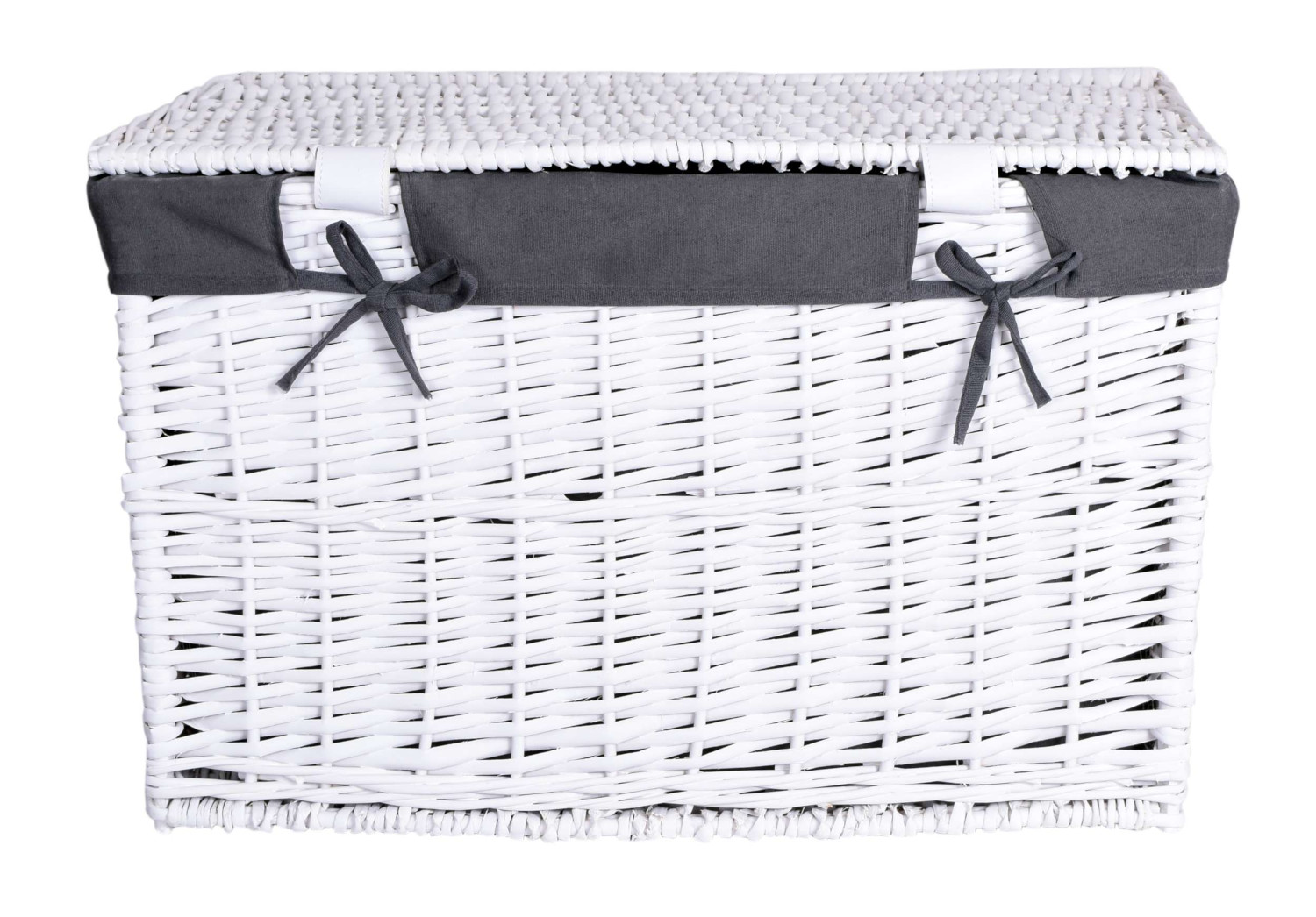 Kufer wiklinowy 76x46x46 cm - 160L - biało-szary - obrazek 4