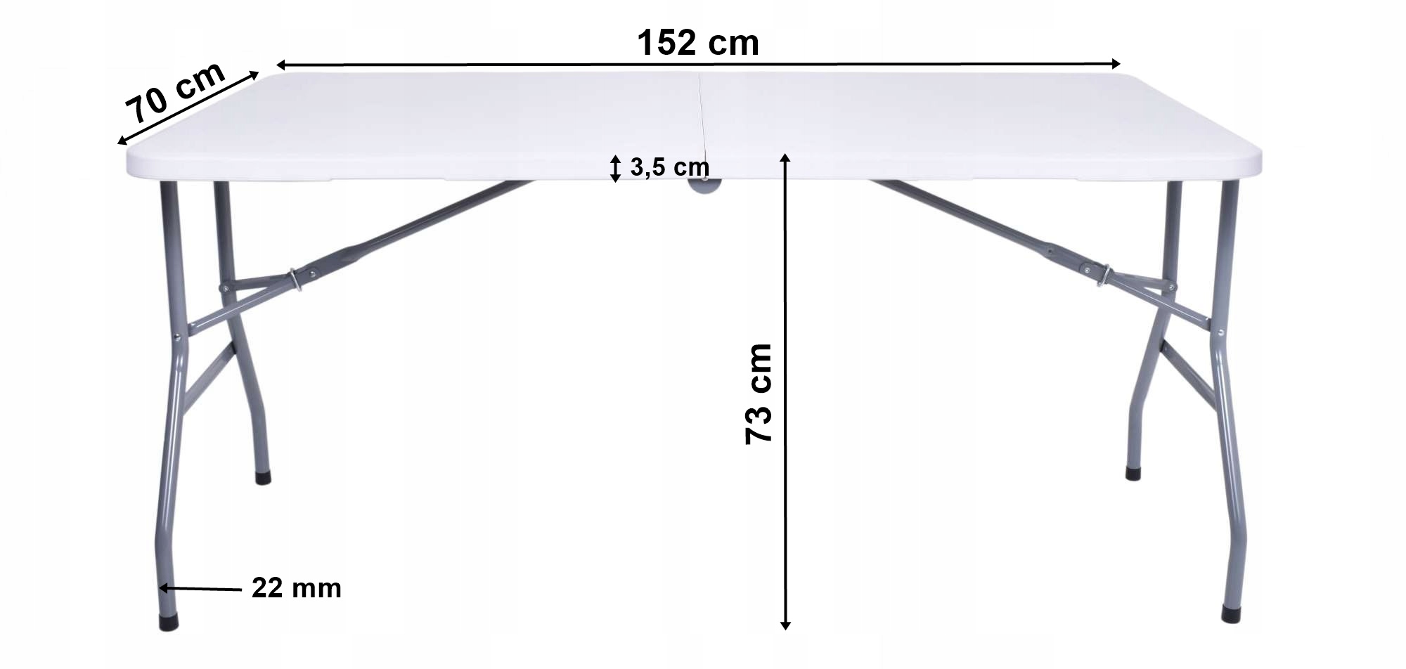 Stół cateringowy RICO składany w walizkę 152 cm biały - obrazek 3