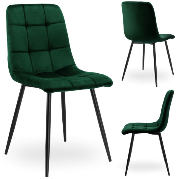 Krzesło welurowe DENVER velvet ciemnozielone