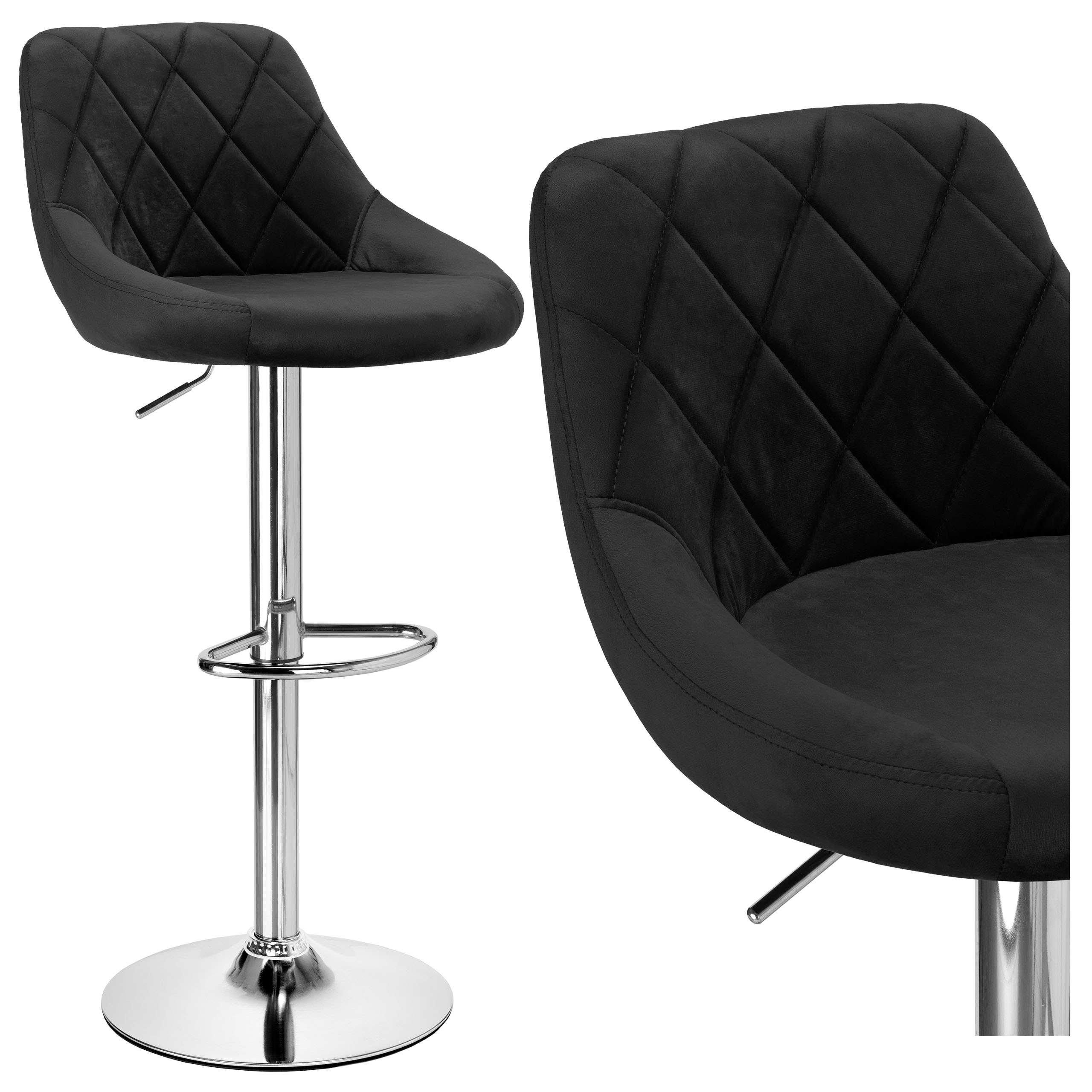 Hoker barowy Cydro chromowane czarne Velvet - obrazek 5