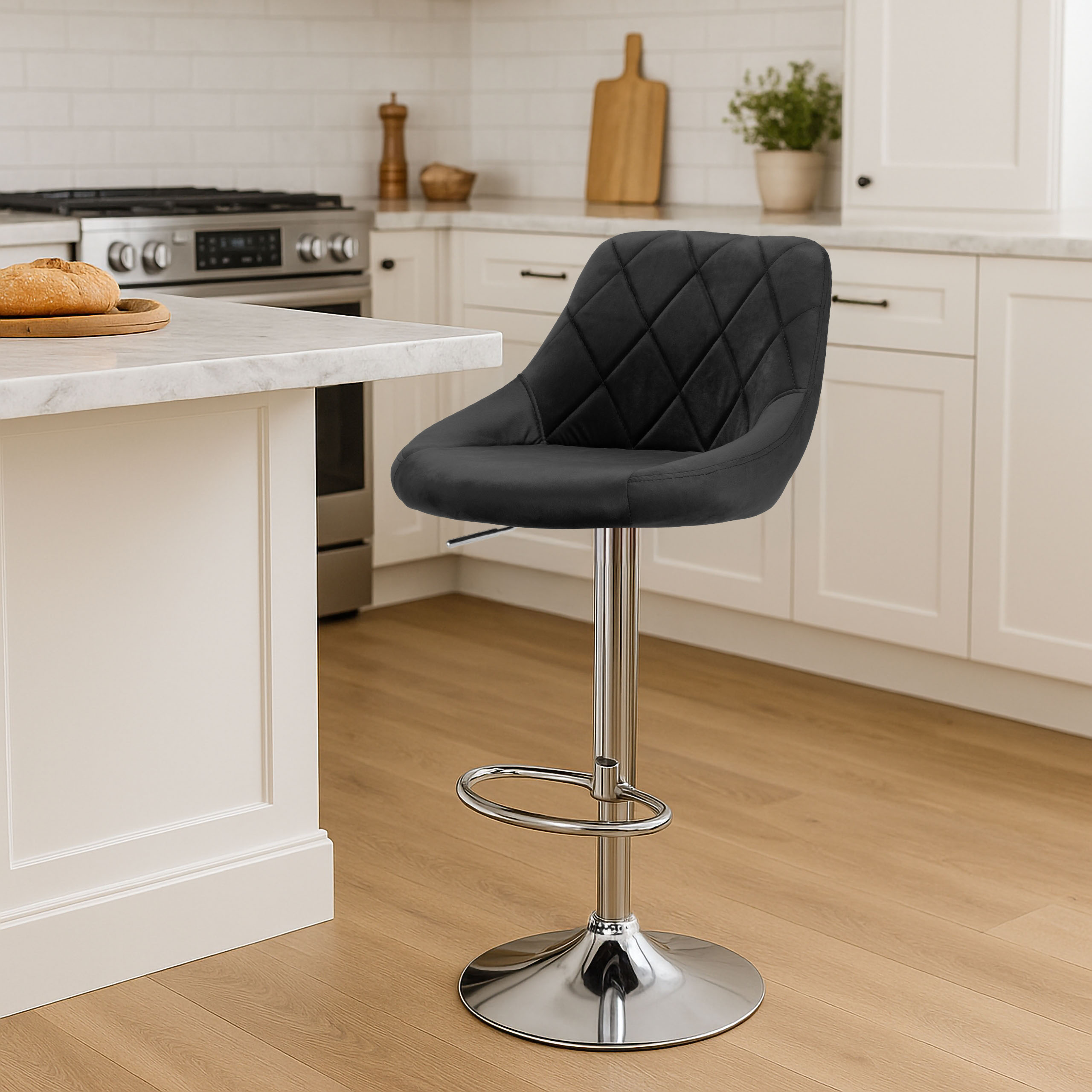 Hoker barowy Cydro chromowane czarne Velvet - obrazek 2