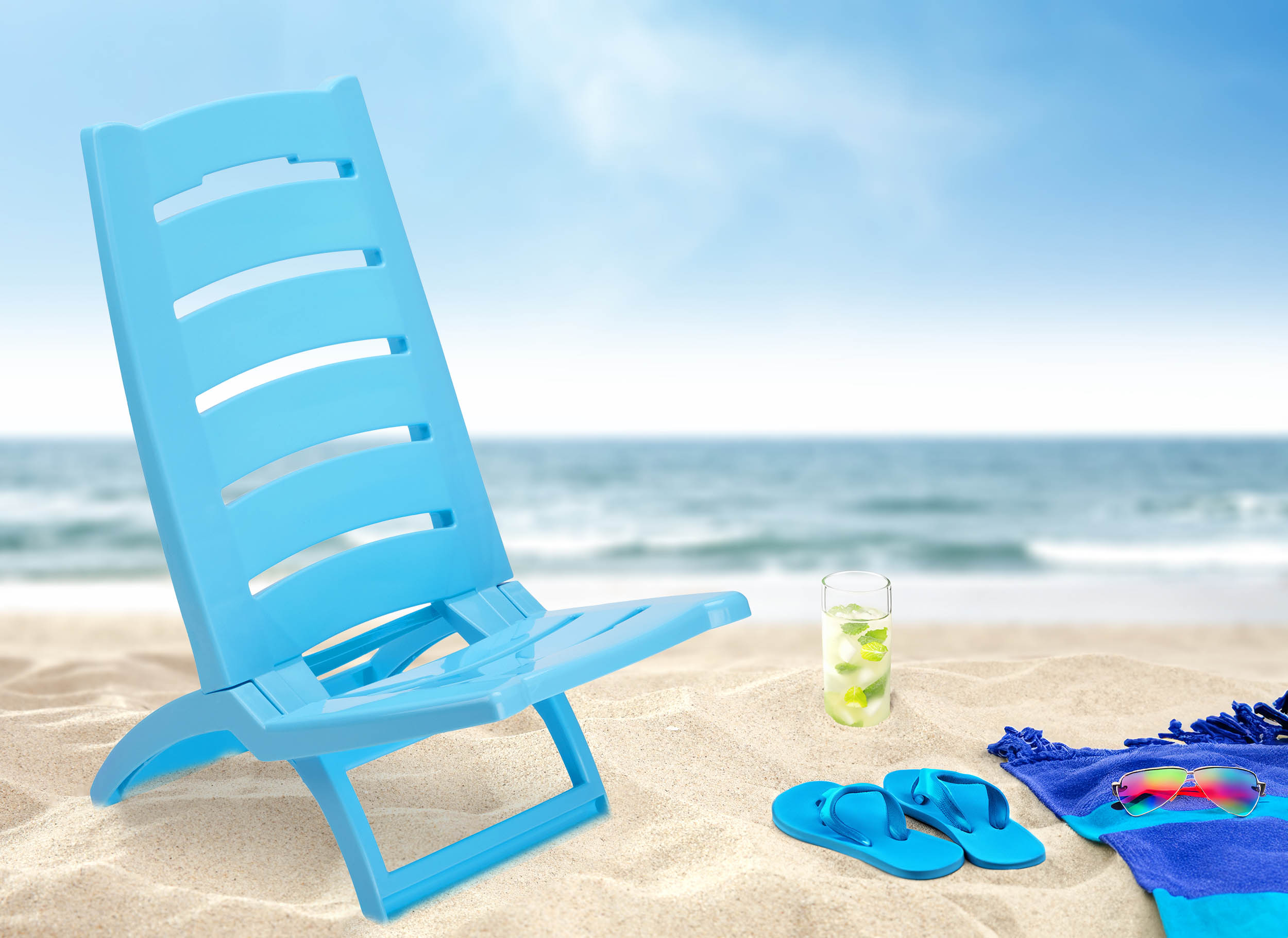 Krzesło plażowe TIRRENO niebieskie - obrazek 2