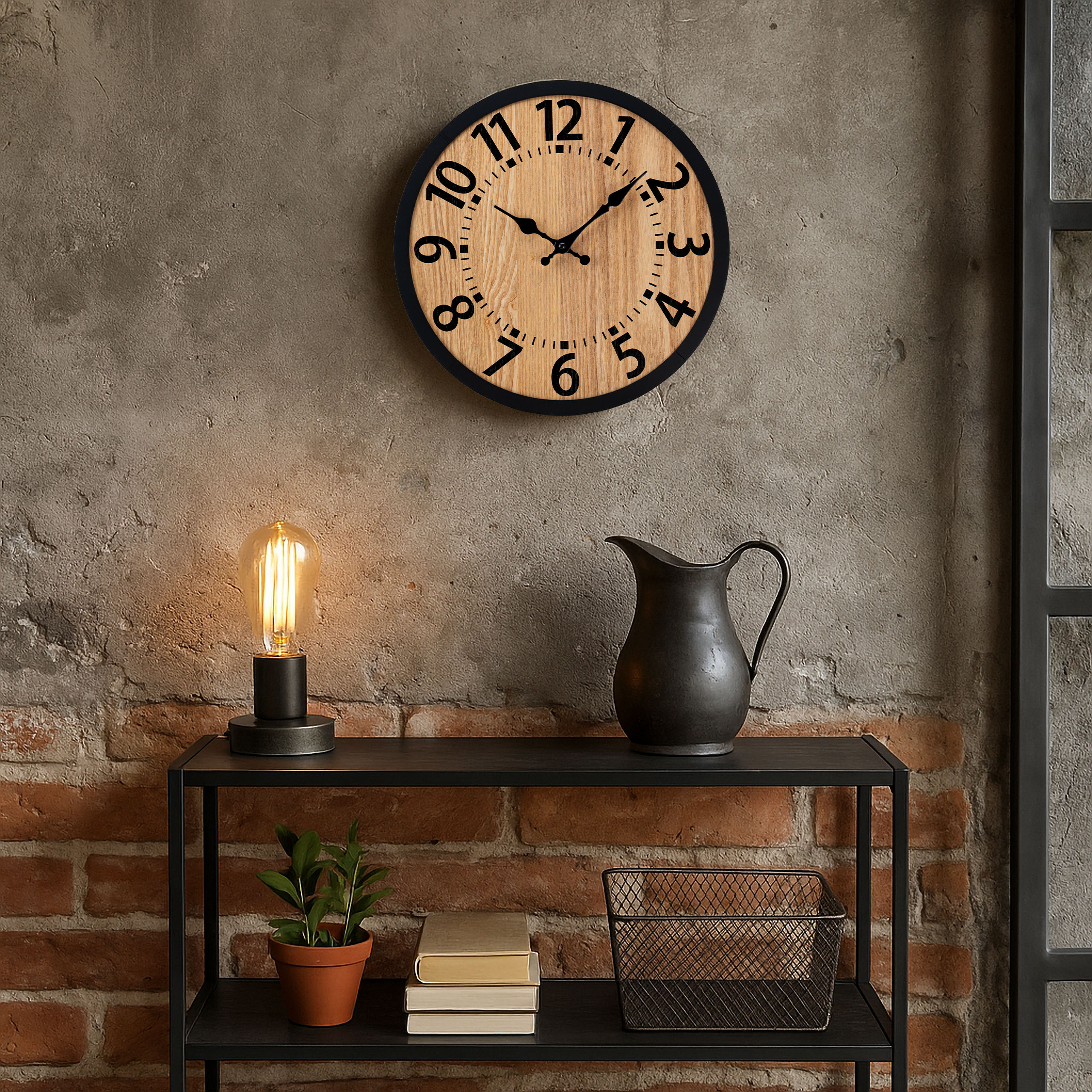 Zegar ścienny drewniany loftowy ABBAS 35 cm - obrazek 2
