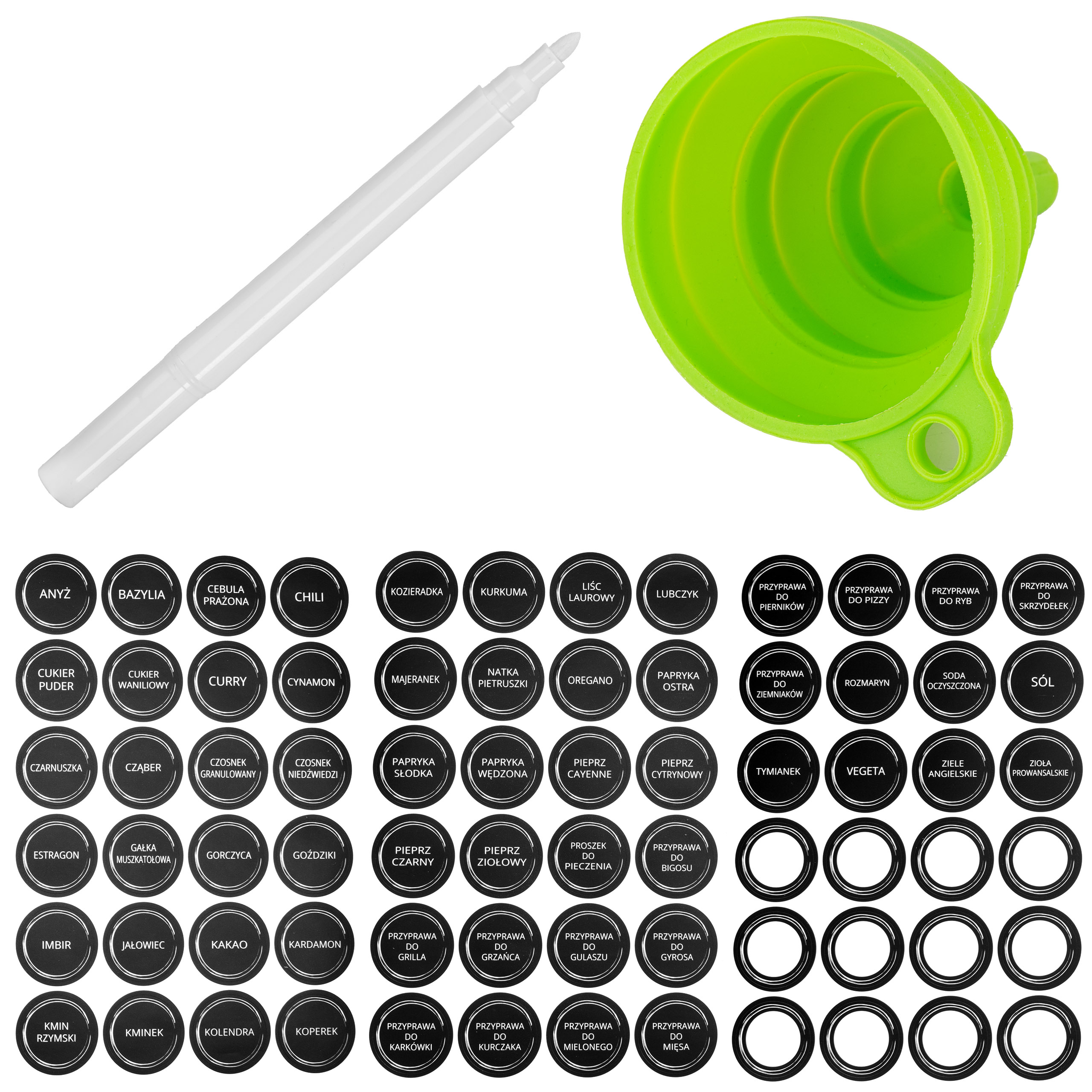 Stojak na przyprawy obrotowy ROTOR BLACK 20 słoiczków + 72 naklejki - obrazek 9