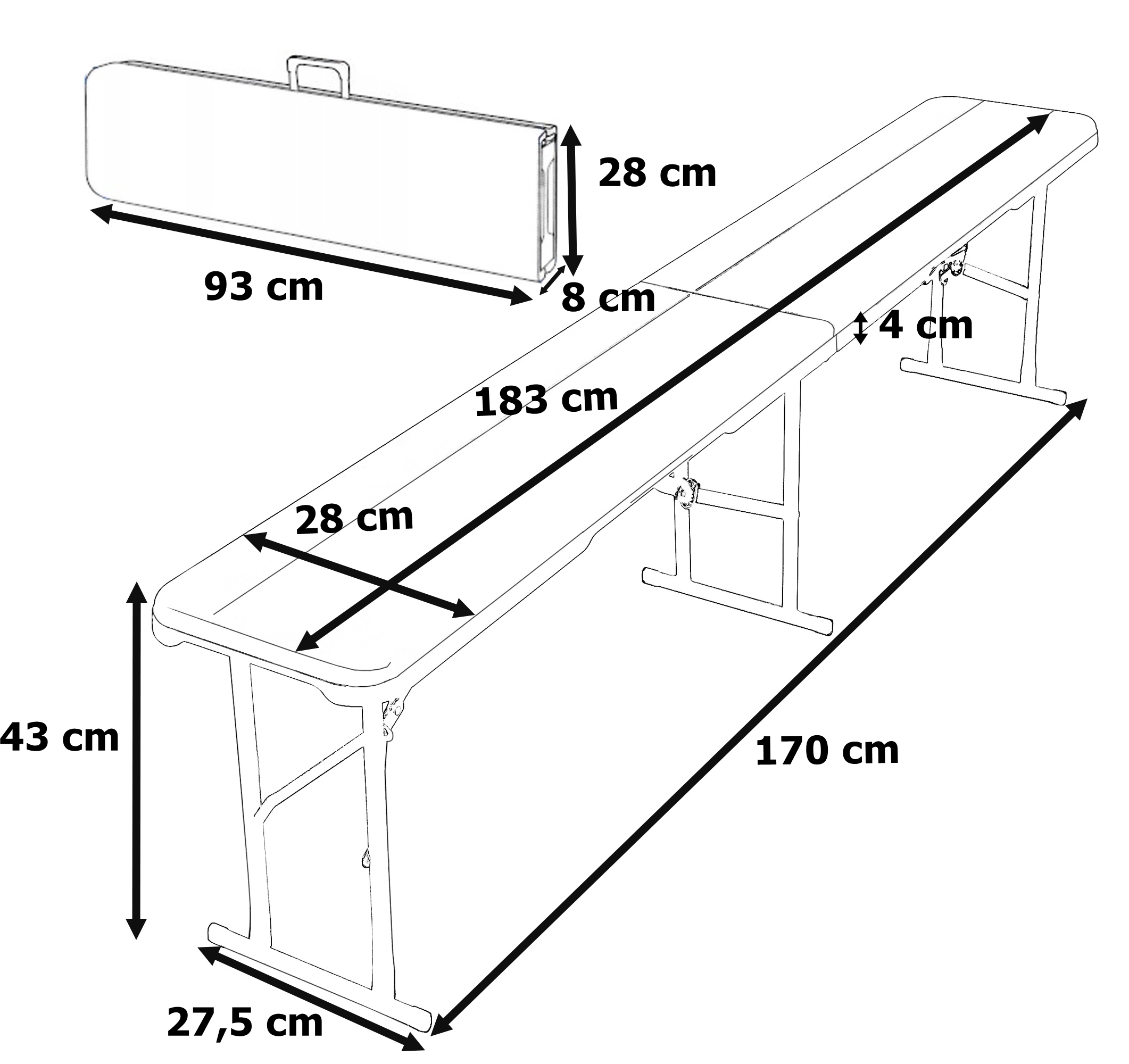 Ławka cateringowa składana WOODLAND brązowa 183 cm - obrazek 8