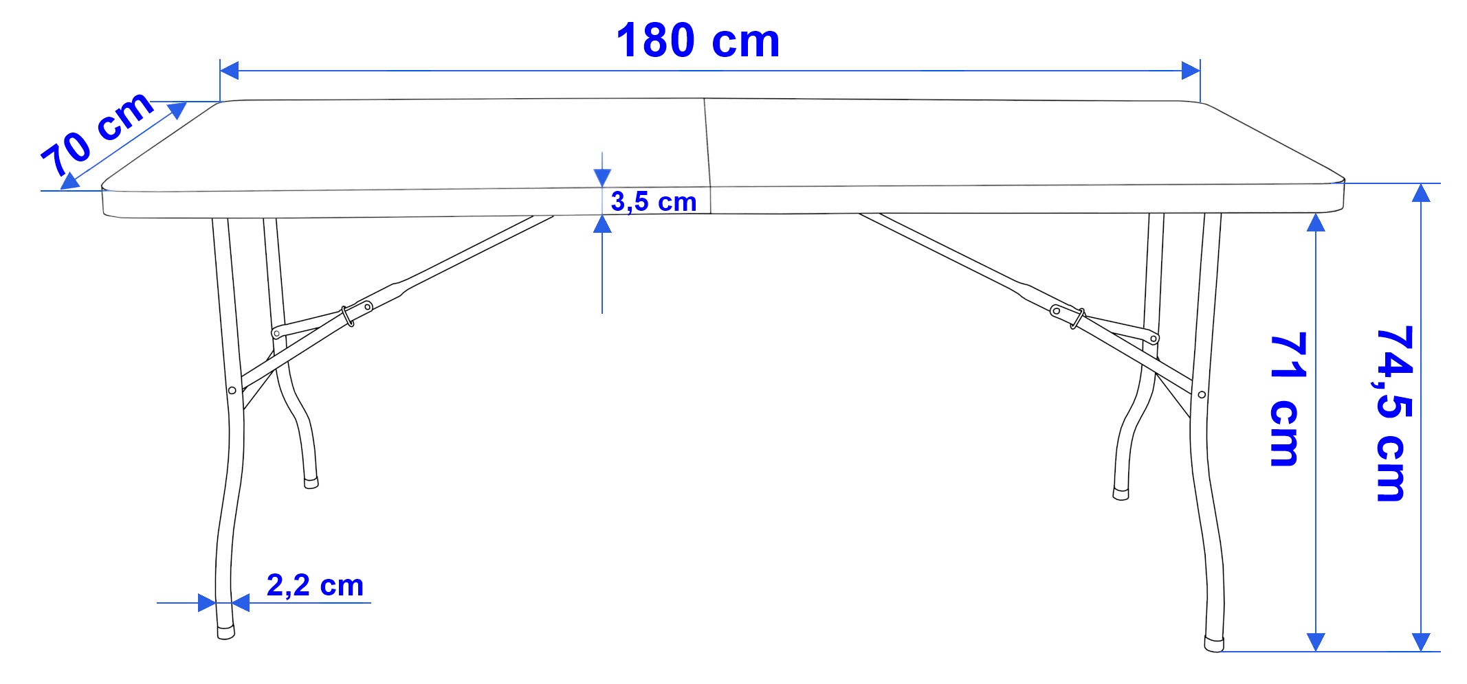Stół cateringowy BALI BLACK składany w walizkę 180 cm czarny - obrazek 4